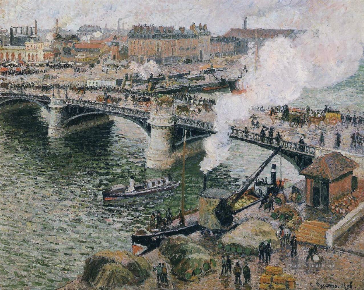 die pont Boieldieu rouen feuchtem Wetter 1896 Camille Pissarro Ölgemälde